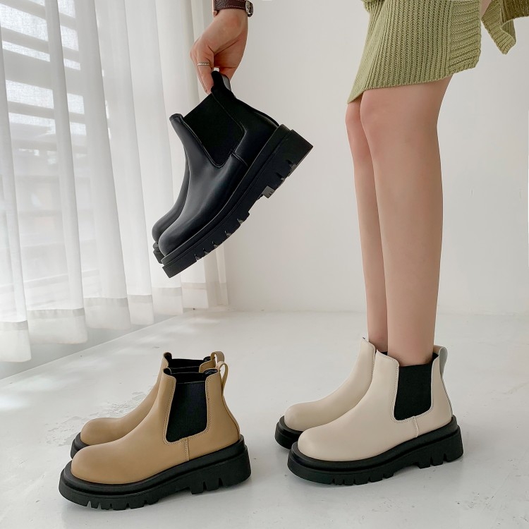 Women's Low Heel Flat Round Toe Short Fashion Boots