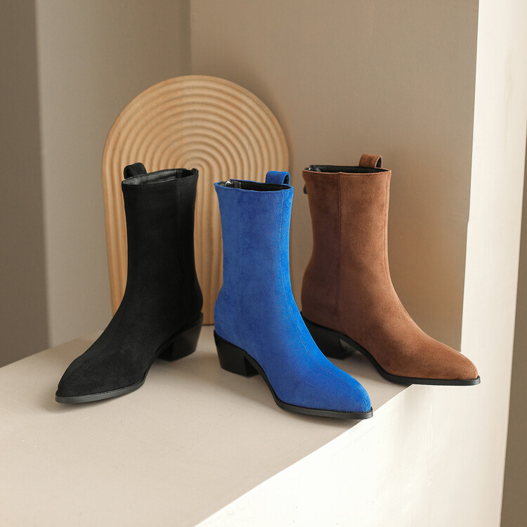 Women's Western Ankle Boots with Mid Square Heel and Pointed Toe - Image 5